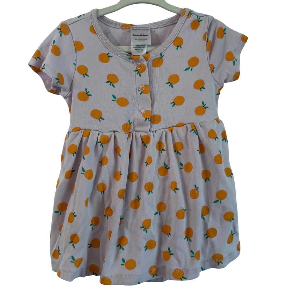 Hanna Andersson Purple Orange Squeeze Girls Dress adjustable onesie 18 24 months